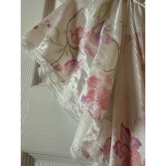 Vintage Val Mode Nylon Lace Silky Satin Long Nightgown Size L Made In USA - Picture 5 of 8